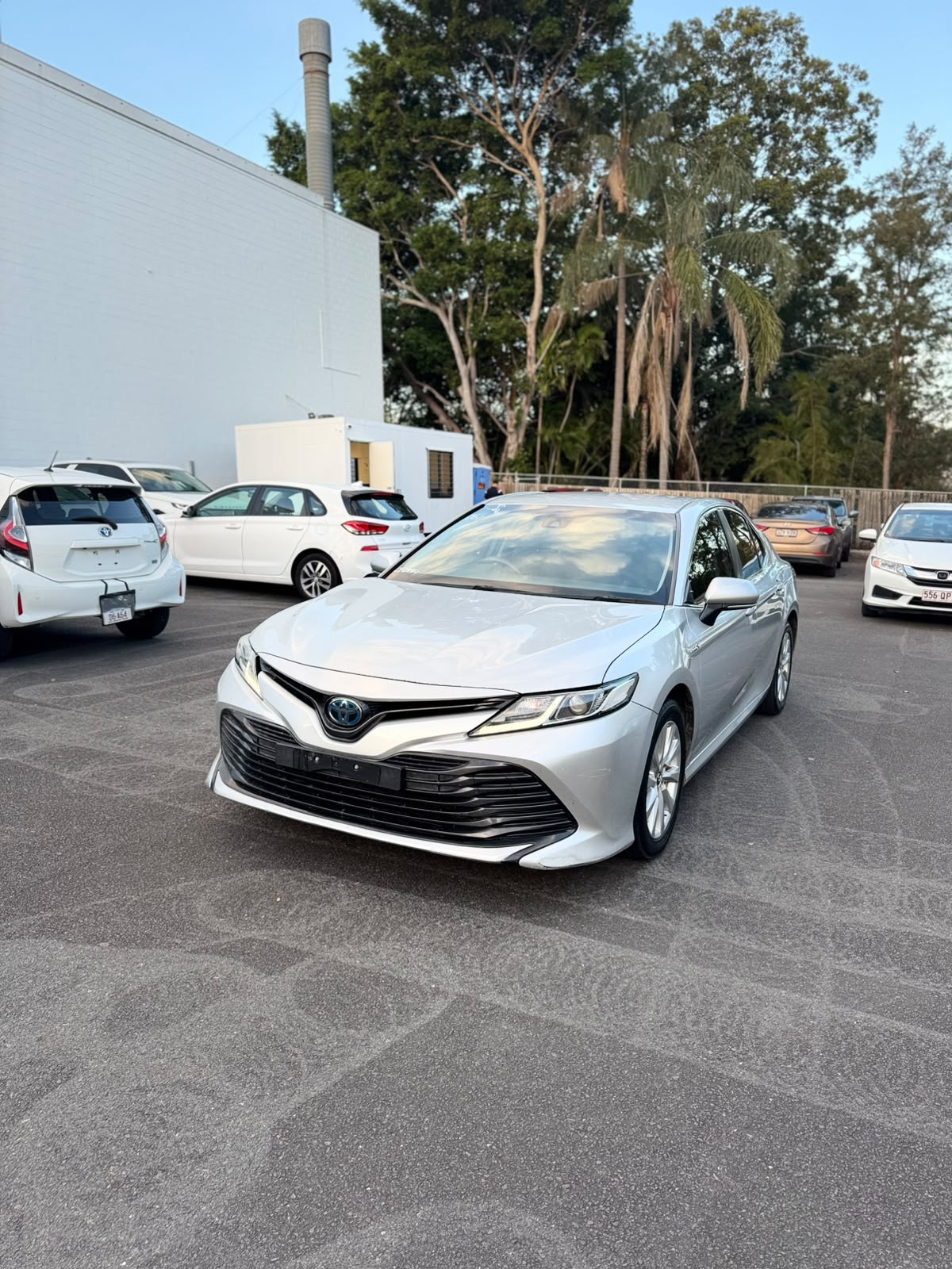 2019 Toyota Camry Ascent Sport Hybrid Sedan in Silver.