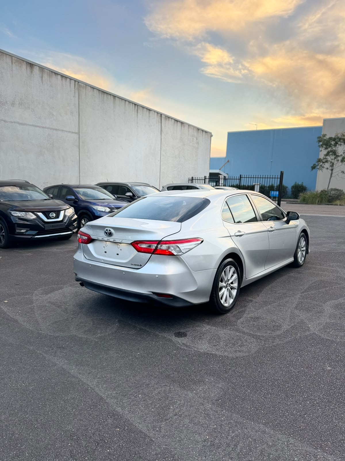 2019 Toyota Camry Ascent Sport Hybrid Sedan in Silver.